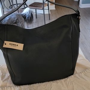Black Shinola Gibson Hobo pebble grain bag